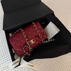Chanel Burgundy lambskin quilted mini flapbag